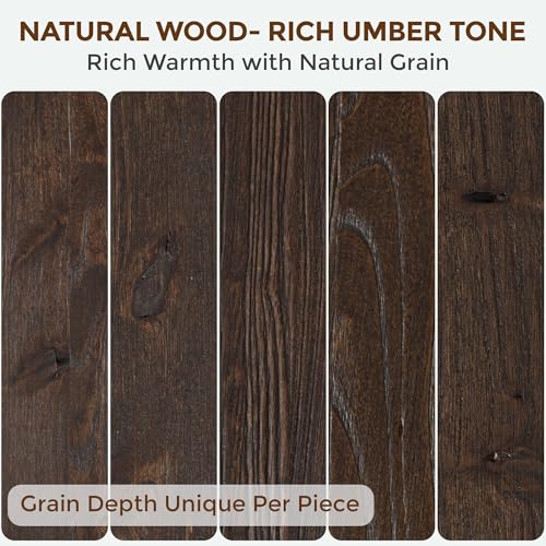 Image of Dreamland 24 Inch Floating Shelves, Rustic Elm Wood Live Edge Wall Shelf for Home Decor, 8 Inch Deep Floating Shelf for Wall, 24 x 8 Bathroom Shelves Set of 2, Walnut Color