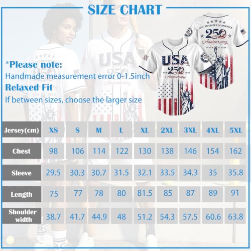 Camiseta USA 250th Anniversary con estampado patriótico Estatua de la Libertad y bandera USA, con botones miniatura 5