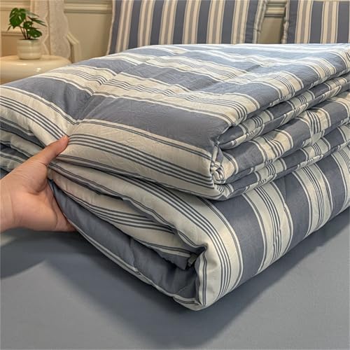 Odot Edredon Lavable Sin Funda 4,5 TOG, Reversible Primavera Edredón Verano Cama Ligera y Suave Reversible Acolchado de Manta para Días Calurosos (Rayas Azul Oscuro,200 * 230cm)