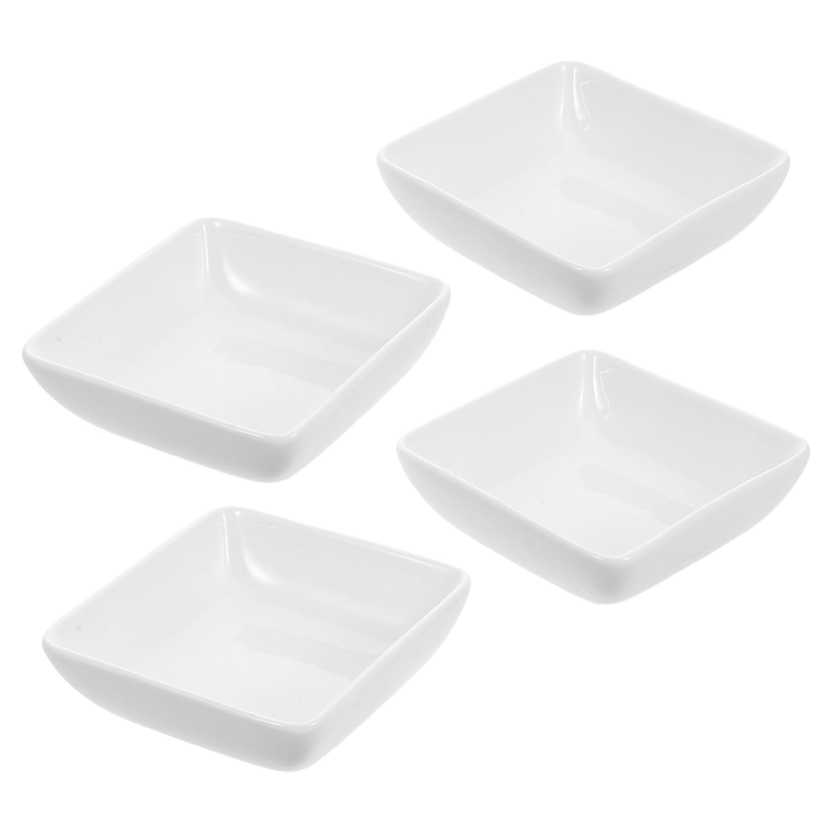 SOLUSTRE 4Pcs Square Ceramic Dipping Bowls Elegant Soy Sauce Vinegar Dish for Versatile Home Restaurant Use Luxurious European Design Easy to Clean Space Saving Storage