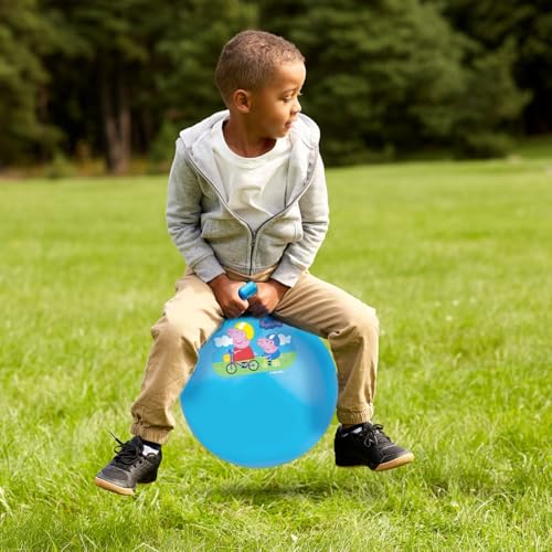 Image of Amazon Brand - Jam & Honey 18 inch Peppa Pig Hopper Ball for Kids | Strong Bouncing Ball with Handles | Outdoor & Indoor Play Toy (Blue)