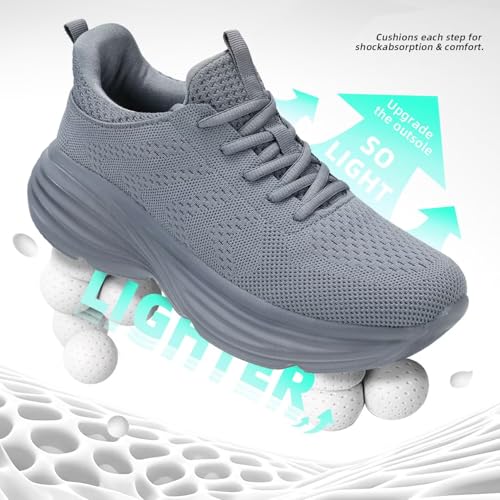 Image of WJA Men's Non Slip Walking Shoes Lightweight Breathable Casual Running Shoes Fashion Sneakers Mesh Workout Sports Shoes