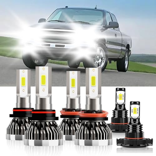 TXBILMOO Compatible For GMC Sierra 2007-2013 9005 H11 High/Low Beam 5202 Fog Light Bulbs Plug and Play Pack of 6