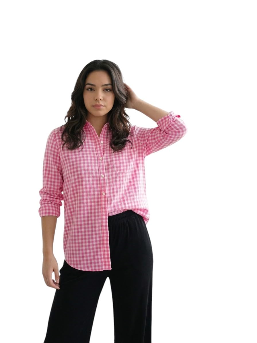oomph! Women Checked Smart Casual Shirt | Women’s Gingham Check Shirts | Full Sleeve Button-Down Casual Westernwear for Women | Smart Fit Office Wear Top-picture-44