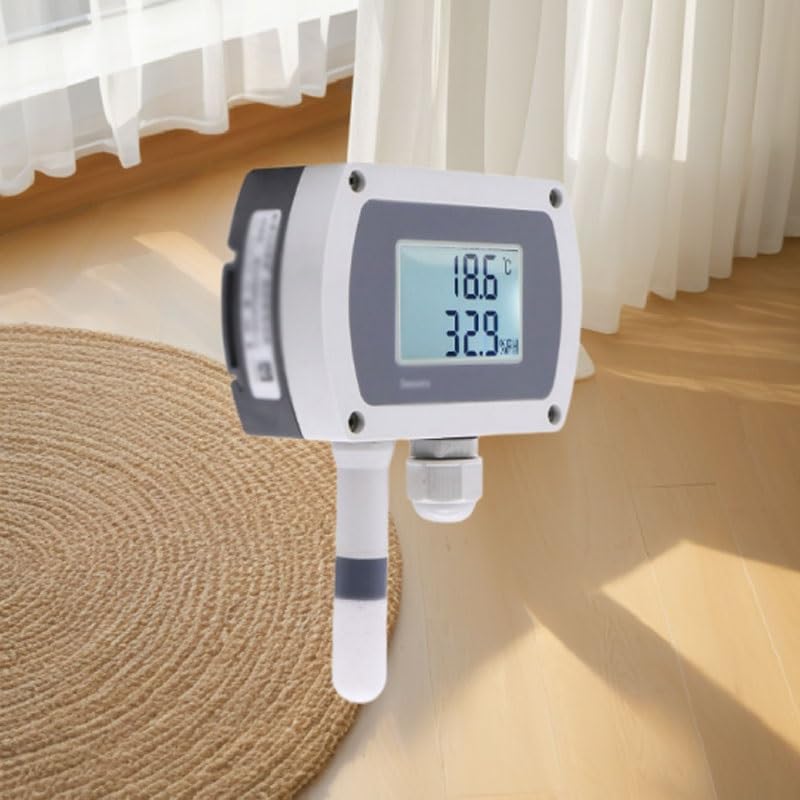 Wall-Mounted Temperature Humidity Transmitter with LCD Display for Rail Installation