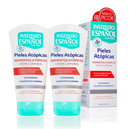 Instituto Español Crema Corporal Hidratante Para Irritaciones de Eczema, Crema Regeneradora Nutrición Intensa Para Piel Seca y Agrietada, Tratamiento Corporal Piel Atópica Refrescante, set 300ml