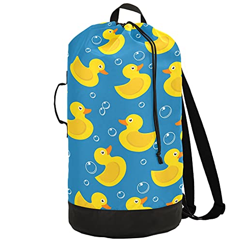 Yellow Duck Laundry Bag Large Heavy Duty Laundry Backpack With Adjustable Shoulder Straps For Traveling Dirty Clothes Organizer For College Students Waterproof #TOP16