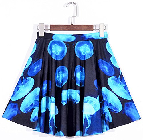 Sister Amy Women's Pleated Elastic Waist Band Flared Printed Midi Skater3