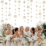 Champagne Gold 40th Birthday Decorations Number 40 Circle Dot Twinkle Star Garland Streamer Banner Backdrop for Women Mens Cheers to 40 Years Old Birthday Happy 40th Anniversary Party Supplies - Image 7