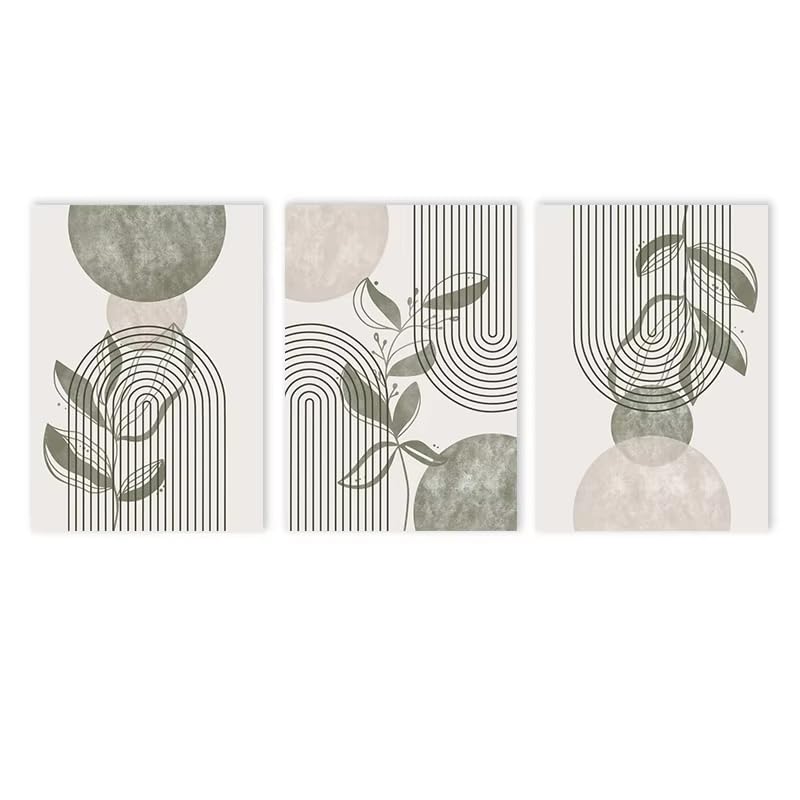 Tableau abstrait vert sauge bohème pour créer une ambiance zen et moderne dans votre salon