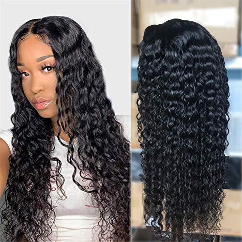 Nikky Hair Water Wave Lace Front Wigs Human Hair Water Wave Wig 14inch Water Wave Wet and Wavy Hair Wig 150% Density Lace Frontal Wig with Baby Hair Curly Wig for Women