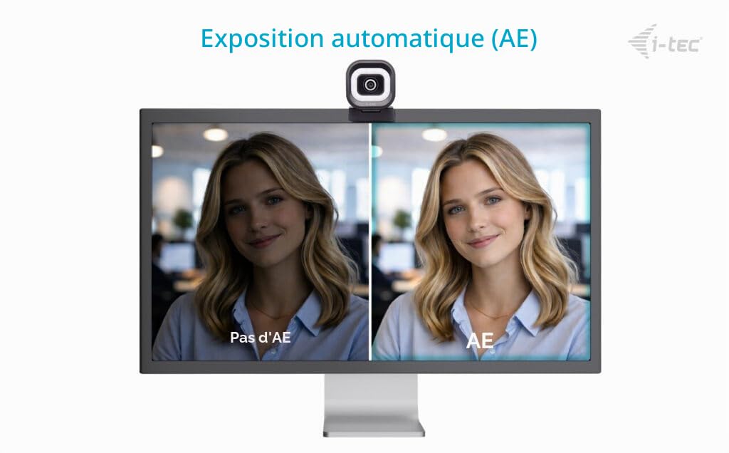 i-tec Solomon 700 Stream Webcam 4K avec anneau lumineux LED intégré, mise au point automatique PDAF pour une mise au point rapide et stable et deux microphones intégrés