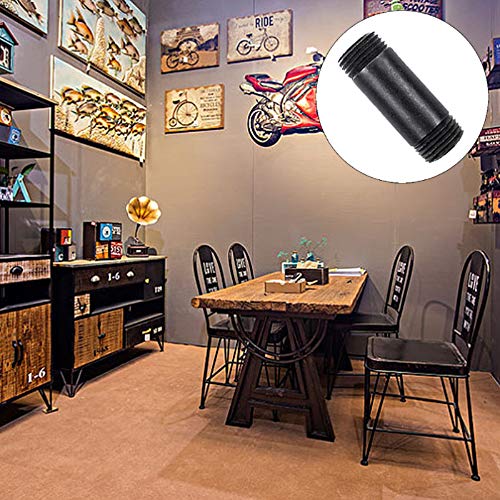 Dayree 10 Pcs 1/2 Inches x 2 Inches Threaded Pipe Nipples Black Malleable Steel Pipe Fitting for DIY Project Shelving Decoration Steampunk Furniture - Thumbnail 4