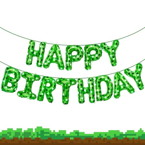 Ovanda Pixel Happy Birthday Balloons Green Letters Gamer Banner Foil Balloon Game Balloon Birthday Decoration, 16 Inch Green Happy Birthday Balloon Garland for Birthday Party, Birthday Banner Ovanda Pixel Happy Birthday Balloons Green Letters Gamer Banner Foil Balloon Game Balloon Birthday Decoration, 16 Inch Green Happy Birthday Balloon Garland for Birthday Party, Birthday Banner