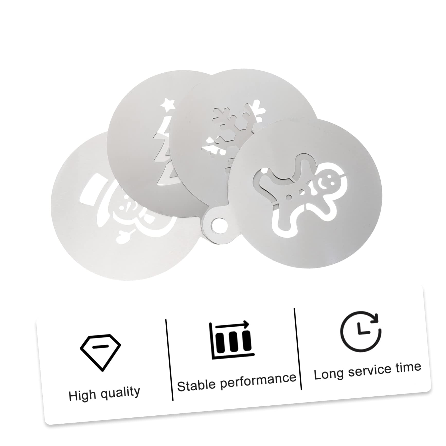 Cabilock 3 Set Setaccio Per Glassa Natalizia Modelli Di Cioccolato Per Torte Al Formaggio Stampini Per Mousse Stencil Per L'arte Del Caffè Acciaio Inossidabile Silver 4 Pezzi * 3