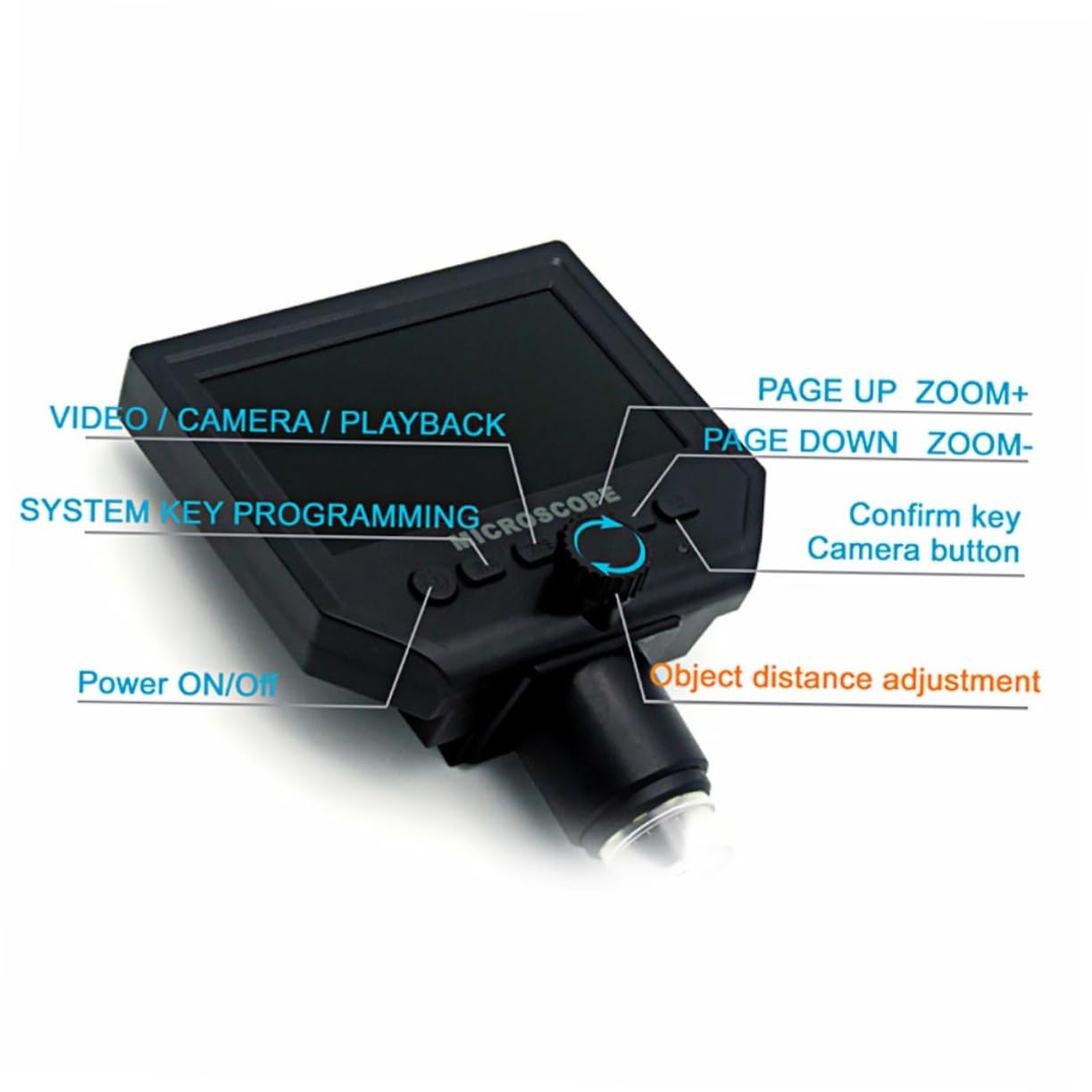 Veemoon Microscopio Digital G600 3,6 Megapíxeles Pantalla LCD 4,3 Pulgadas 1-600x, 8 Luces Led, Captura Foto y Vídeo para Uso Profesional
