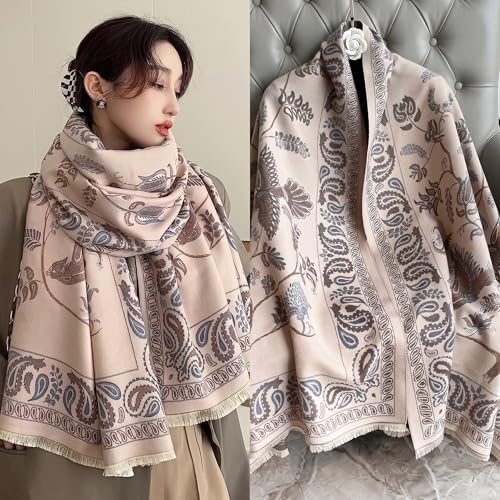 Image of HSR Luxury Cashmere Warm Scarf Brand Shawl Pashmina Wrap for Women