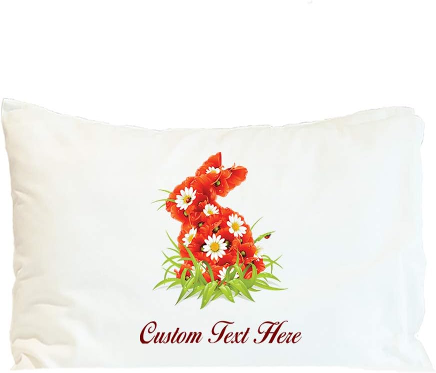 Style In Print Custom Pillow Case Flowers Rabbit-Shaped Nature Polyester Home Decor Bed Pillow Covers Personalized Text Here 30x20 Inches