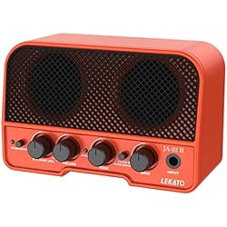 LEKATO Mini Guitar Amp Rechargeable Electric Guitar Amplifer 5W, Clean/Overdrive Channels,Portable Small Amp for Guitarist Practice,Orange