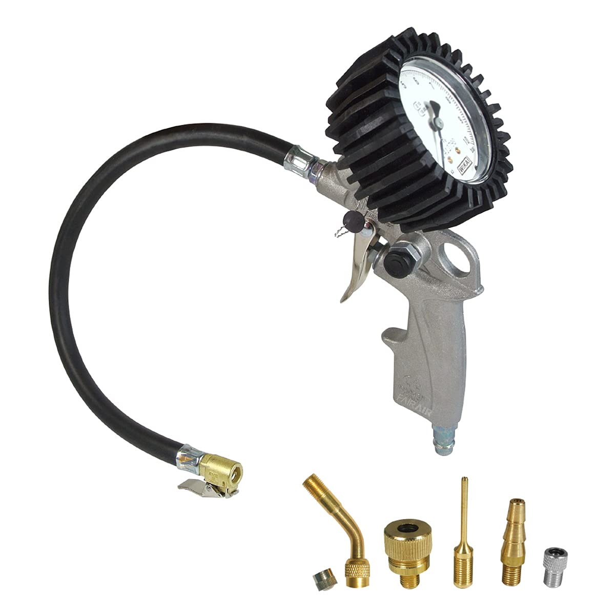 Reifenfüller Geeicht mit Präzisem Luftdruckprüfer und 5 Adapter FA30003