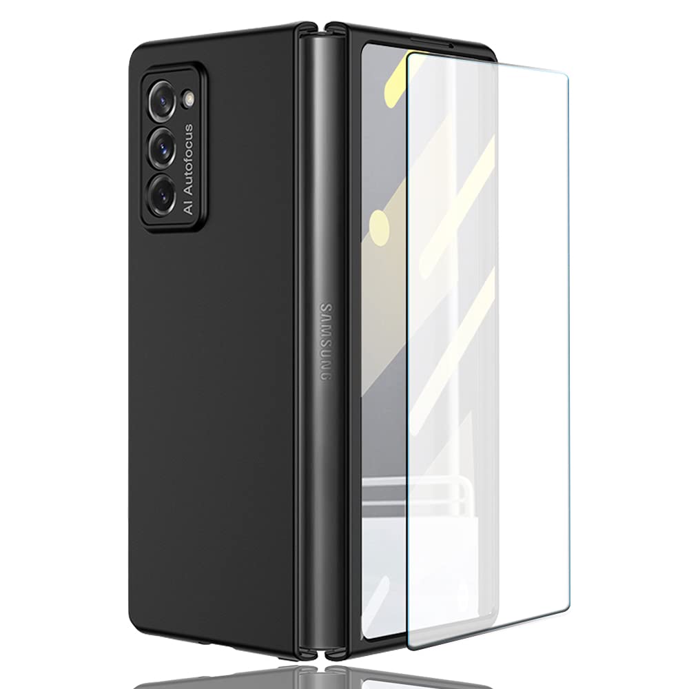 TOPSEM Case for Samsung Galaxy Z Fold 2 5G,Case with Glass Tempered Film,Ultra Thin Anti-Knock Combination Film Hard Matte Shockproof Protective Cover