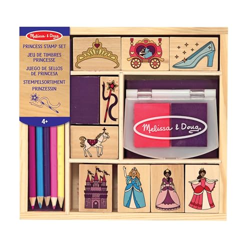 Melissa & Doug Tampons Princesss, Jeu de Timbres en Bois, Jouet créatif pour Enfants de 3 4 5 6 7 Ans, Cadeau pour Filles et garçons, 9 Timbres, Tampon...