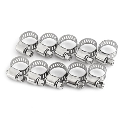 Pipe Clip Tube, 10pcs Stainless Steel Screw Band Hose Clamps, Clamp worms Gear ClampDurable, adjust, and reliables for Various Applications(16 25)