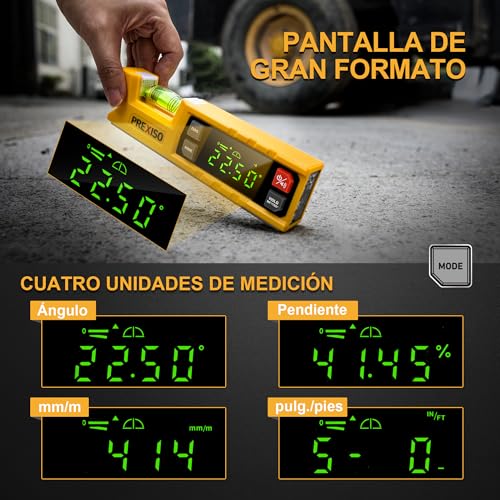 Miniatura 5 de Prexiso Nivel Digital Magnético De 7 Pulgadas Herramienta Electrónica Inteligente De Nivel, Rango 0-90 , Buscador De Ángulos Con Sierra
