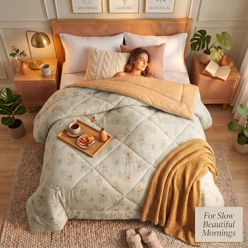 Image of VAS COLLECTIONS Feather Cotton Reversible AC Comforter for Double Bed | Super Soft 220 GSM Quilt /Duvet /Dohar | Lightweight All-Season Comforter | 90 x 100 Inches (1 Piece), Mustard