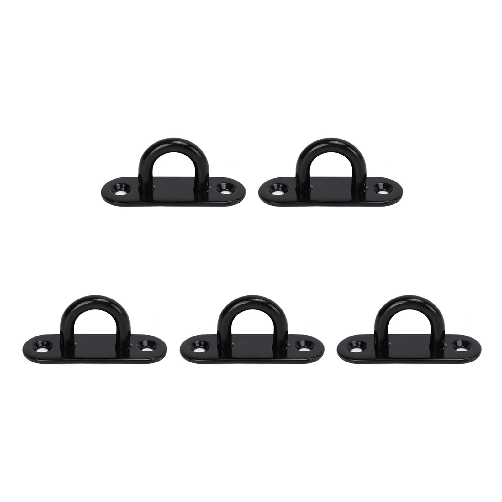 Luvafey 6Mm Eye Plate 5 Pcs Stainless Steel Eye Plate Ceiling Hook Pad Reinforced Load Bearing Door Fixing Buckle Oval Black For Wall Ceiling Boat Hardware Hanging(6Mm)