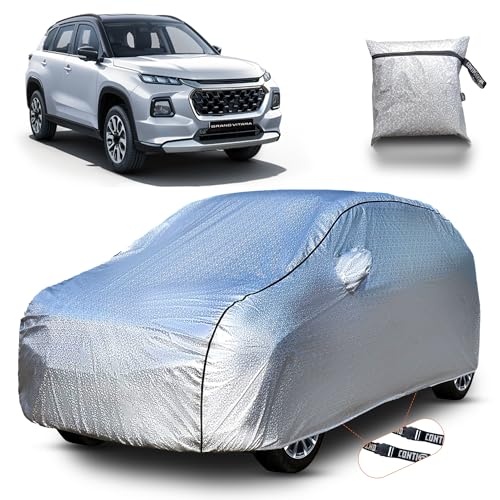 Image of Continental [SilverGuard] Dual Belts Eetra Protection Grand Vitara Car Cover (2022-2026) Build with Triple Stitched,Waterproof & Dustproof Car Cover for Grand Vitara (Metallic Silver).