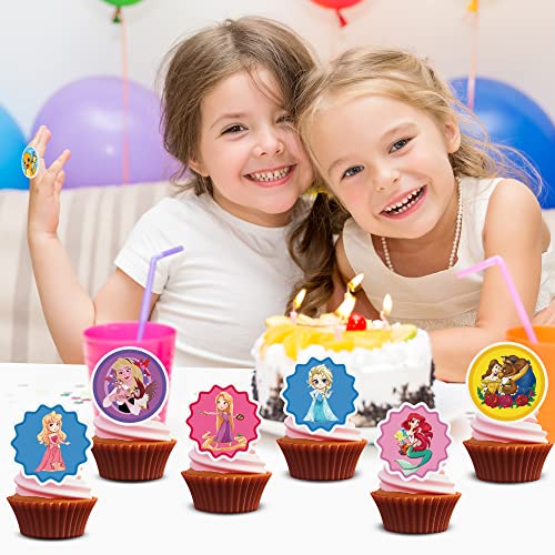 24Pcs Cake Toppers Ring Decor For Kids Cartoon Theme Birthday Party Supplies Baking Cupcake Decorations Party Favors #TOP1
