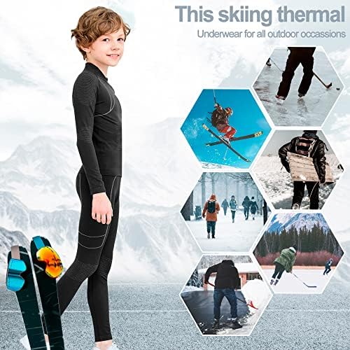 YESURPRISE Kids Thermal Underwear Set, Girls Boys' Thermal Base Layer Set - Ski Wear Athletic Shirt Long Top & Bottom Sets 4 51oaSbrblzL. AC