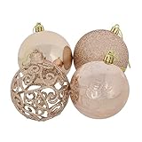 Mr Crimbo 24 Pack Christmas Tree Baubles Decorations Ornaments 8cm - Rose Gold