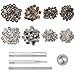 Produktbild Kurtzy Druckknöpfe Metall (84 Stück) Baumwoll Druckknopf Set & Silberne Druckknöpfe mit Befestigungs- & Reparaturwerkzeug zum Nähen von Leder Kleidung, Kunst Basteln von Jackenknöpfen & Bootsabdeckung
