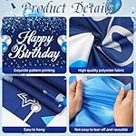 Happy Birthday Backdrop Banner, Blue and Silver Birthdays Banner Backdrop, Happy Birthday Party Decorations Yard Sign Background for Kids Birthdays Party Indoor Outdoor Decorations - Image 5