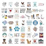 Haustierarzt Sticker Set - 50 Cartoon-Aufkleber, wasserdicht, süßes Design, robust, wiederverwendbar, perfekt für Notizbücher, Planer, Scrapbooking | Perfekt für Kinder Schüler DIY Bastelprojekte Haus