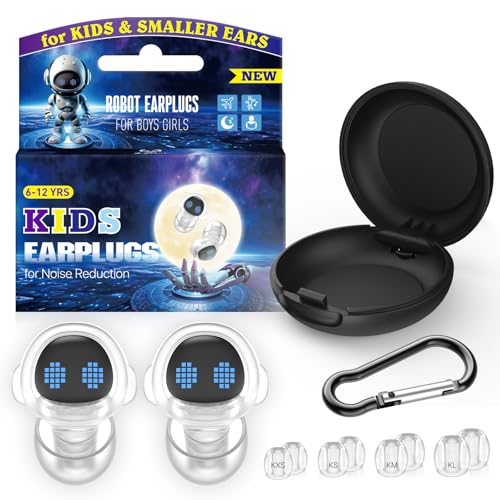 Kids Ear Plugs (6-12 yrs) - Reusable Noise Relief Earplugs for Boys Girls Adults with Small Ear Canals, Child Ear Protection for Focus, Anxiety, Stress, School, Home, Playtime, 26 dB Noise Reduction