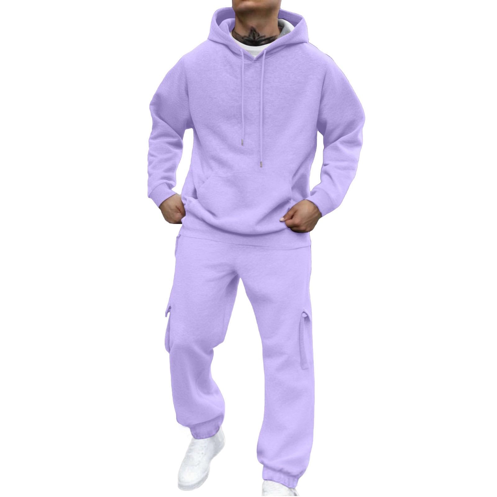 Tuta da allenamento da uomo, 2 pezzi, Hip Hop Y2K, con cappuccio e pantaloni da jogging da uomo, con cappuccio, casual, comoda, sportiva, casual, per il fitness, abbigliamento sportivo