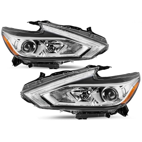 PENSUN Halogen Headlight Assembly Fit for 2016 2017 2018 Nissan Altima Replacement Headlamp Chrome Housing (Driver & Passenger Side)