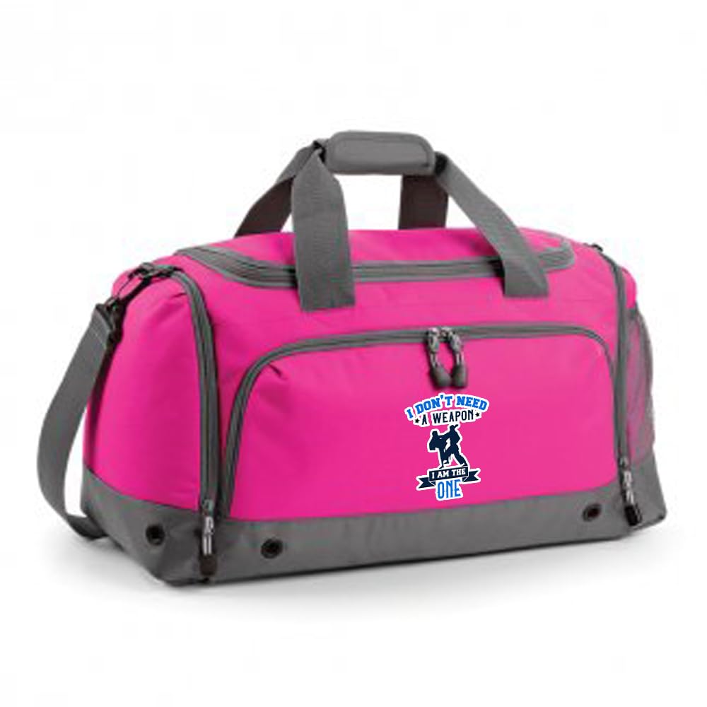I Don't Need a Weapon I Am The One, Karate, Martial Arts, Judo, Taekwondo Lovers Gift, Holdall Shoulder Bag. (Fuchsia/Pink)