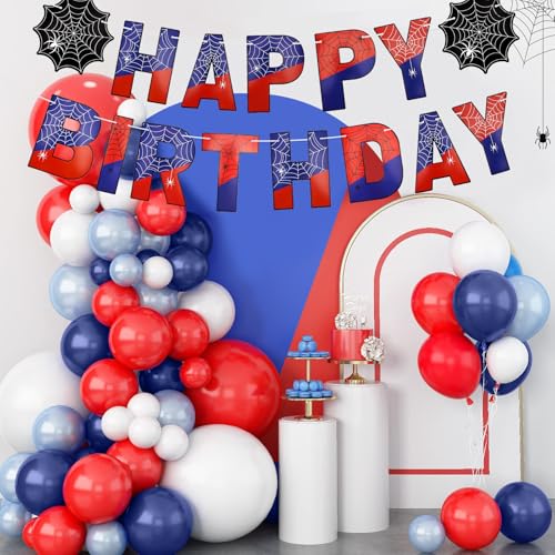 Image of Happy Birthday Banner for Boys Spider Theme Birthday Decorations Decor, Happy Birthday Party Supplies