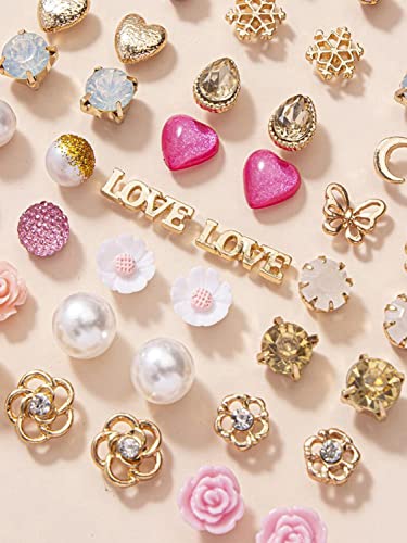 Image of Shining Diva Fashion 30 Pairs Combo Set Stylish Crystal Pearl Earrings for Women and Girls