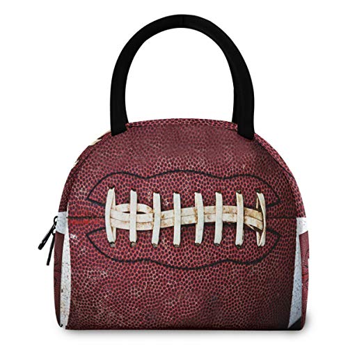 ZzWwR Lifelike American Football Sskin Print Bolsa de almuerzo reutilizable con cierre de cremallera con bolsillo frontal aislado térmica Cooler Bag Trabajo Picnic Viaje Playa Pesca