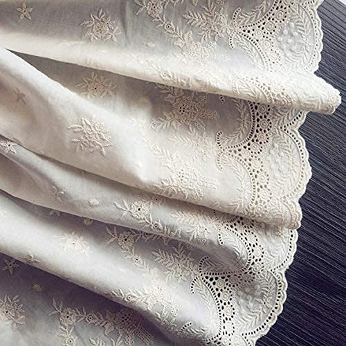 2 Yards 17 Inches Width Beige Cotton Lace Fabric Retro Hollowed Flower Lace Embroidery Fabric Lace Weddings Lace Dress Fabric Trim Lace By 2 Yards #TOP2