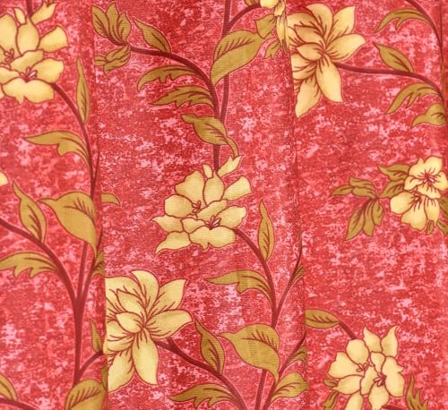 Image of Heavy Polyester Floral Printed Window Light Filtering Curtains for Living Room Bedroom Hall Room, 6 feet Window, Red, Set of 2