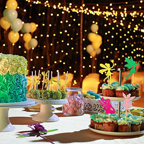 Arthsdite Pack Of 48 Flower Fairy Cupcake Toppers Angel Fairy Pixie Cupcake Picks Glitter Ballet Dancer Toppers For Birthday Bridal Shower Baby Shower Wedding Decoration - Multicolor Glitter #TOP3