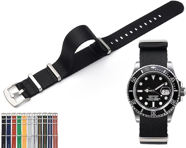 20mm Canvas Nylon Straps For Rolex Submariner And Omega Seamaster, Replacement Nylon Watch Band For Watches – Multiple Colors