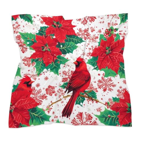 Cardinal Bird Poinsettias Head Scarf for Women Hair Square Scarves Headscarf for Sleeping3