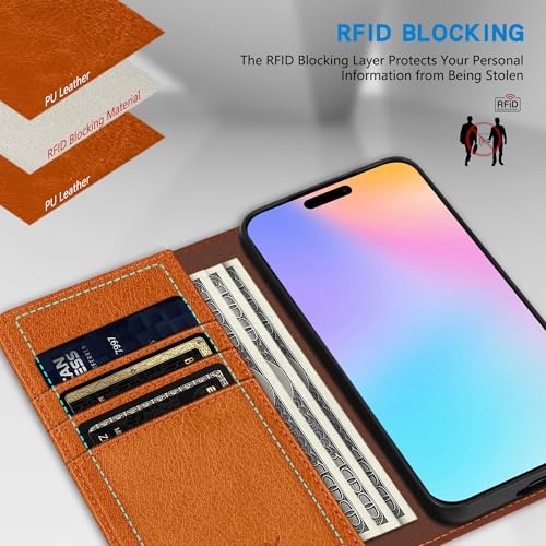 ZZXX for iPhone 16 Wallet Case Strong Magnetic 6.1 inch,Brown - image 2
